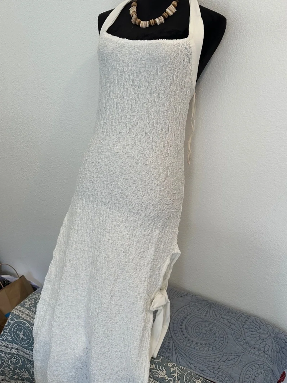FREE PEOPLE FREE-EST IVORY FOAM MIDI HALTER DRESS. NWOT